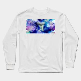 Blue and Purple Dreams Shark Tooth Fossil Paint Swirl Print Long Sleeve T-Shirt